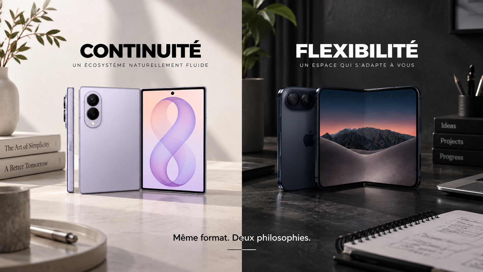 iPhone Duo et Galaxy Z Fold8 comparés côte à côte