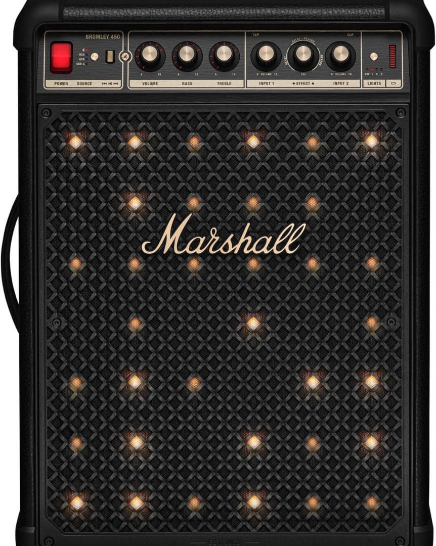 Enceinte Marshall Bromley 450 Noir et Laiton — vue produit — livraison Global Zone à Casablanca