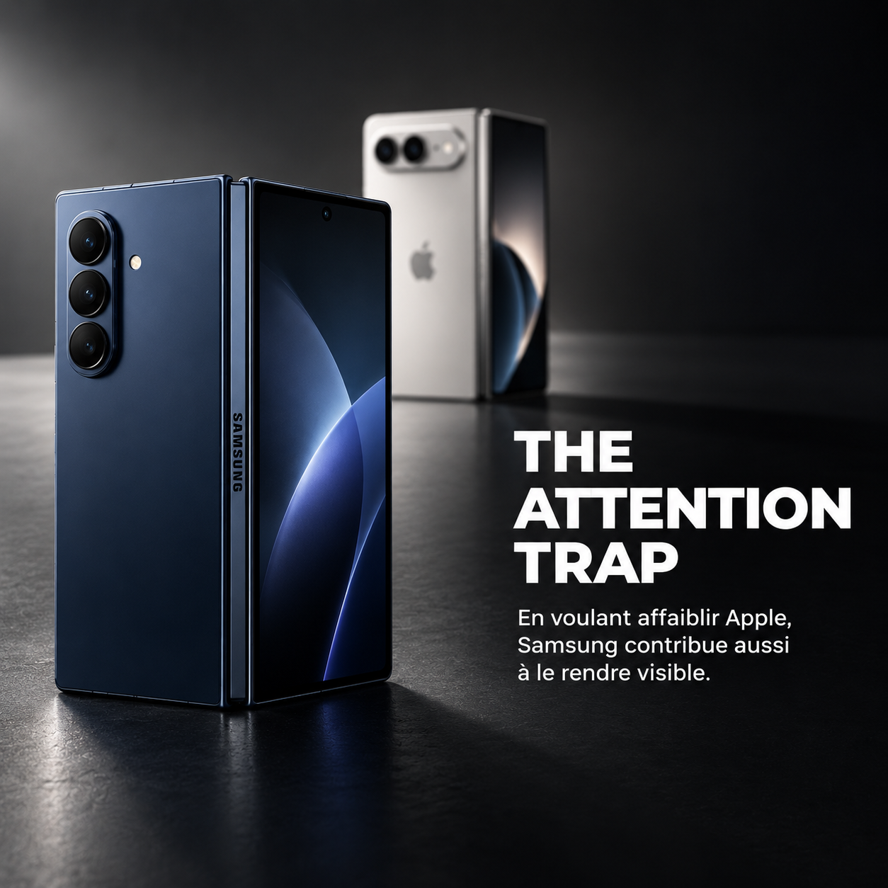Samsung vs Apple dans les smartphones pliables : stratégie, marketing, écosystème, Galaxy Z Fold8 et iPhone Duo. Découvrez les enjeux de cette nouvelle bataille.