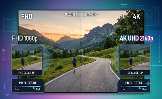 4K مقابل Full HD: فروق الدقة، وأثر HDR، ومسافة المشاهدة المثالية، ونصائح لاختيار التلفزيون بأفضل سعر في المغرب. — 4K vs Full HD